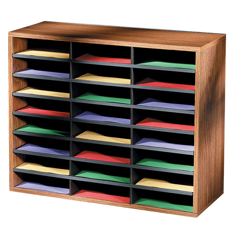 Fellowes 24-Compartment Literature Organizer, Letter Size, Medium Oak (25043)