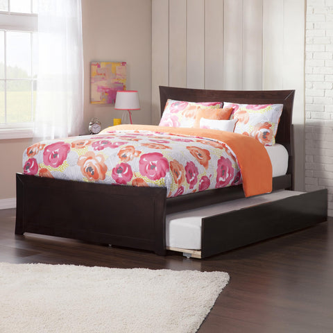AFI Metro Full Size Platform Bed with Matching Footboard & Full Trundle in Espresso