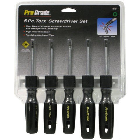 Pro-Grade 19101 Torx Screwdriver Set with Aluminum Rack, 5-Piece