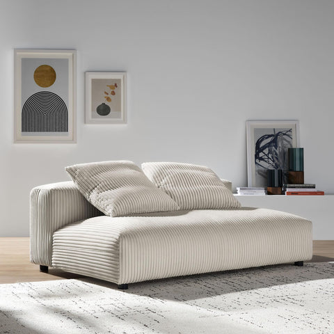 Modway Solace Modular Corduroy Loveseat in Almond - Modern Armless Loveseat Couch - Comfy Upholstered Deep Seat 2-Seater Sofa - Oversized Modular Love Seat for Living Room