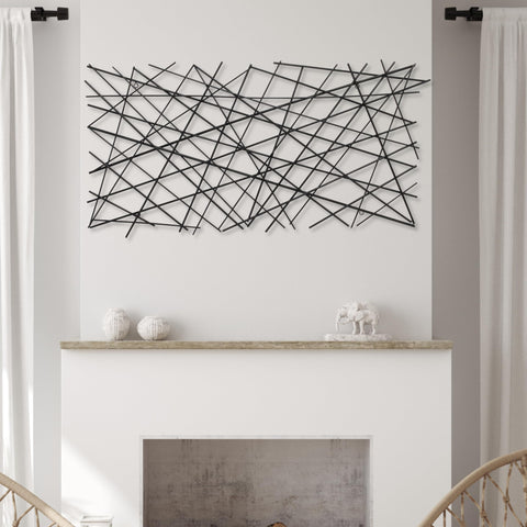 Cheungs Polaris Rectangle Linear Metal Abstract Wall Art - Black 6089BK