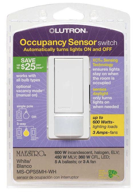 Lutron MS-OPS5MH-WH White Occupancy Sensor Switch