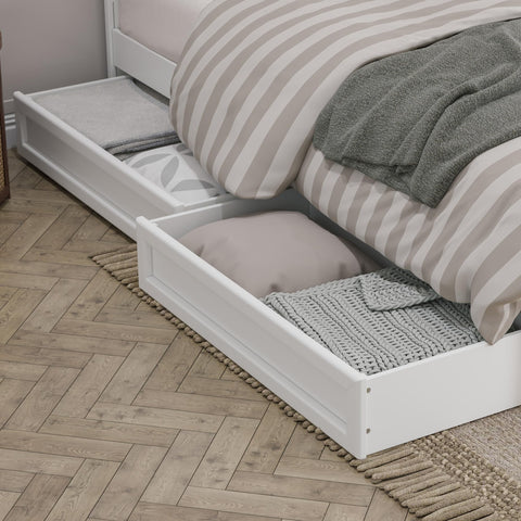 AFI Queen-King-Twin XL Wood Mid-Century Modern Under Bed Storage Drawers in White