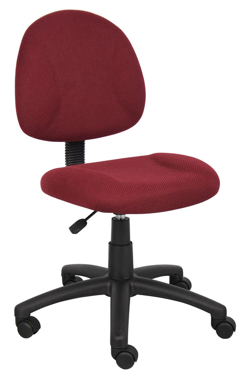 BOSS Office Products Perfect Posture Delux Fabric Task Chair Without Arms in Burgundy (B315-BY)