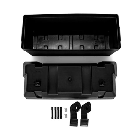 Camco Heavy Duty Double Battery Box with Straps and Hardware - Group GC2 | Safely Stores RV, Automotive, and Marine Batteries | Measures Inside 21-1/2" x 7-3/8" x 11-3/16" | (55374)