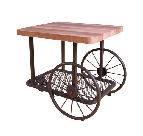 Acme Francie Rectangular Wooden End Table with Shelf in Oak and Antique Gray