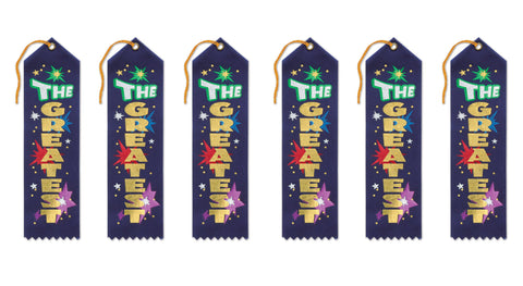Beistle The Greatest Award Ribbons, 2 by 8-Inch, 6-Pack