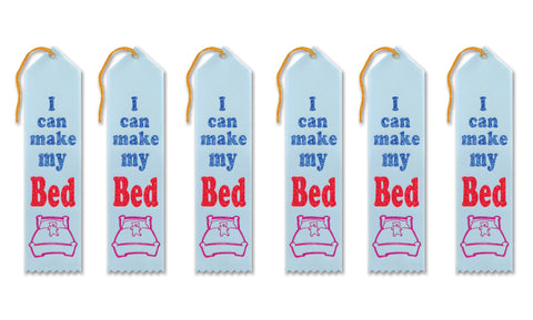 Beistle I Can Make My Bed Award Ribbons, 2 by 8-Inch, 6-Pack