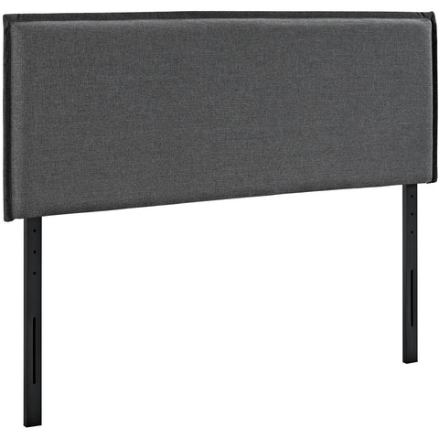 Modway Camille Linen Fabric Upholstered Queen Headboard in Gray with French Piping