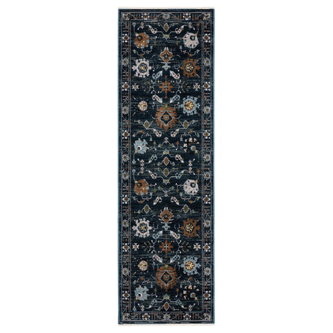 Oriental Weavers Keira Area Rug - KEI08-2'3" x 7'6" - in Navy/Rust - Vintage Inspired, Stain Resistant, Family and Pet Friendly, Entryway, Hallway Runner Rug