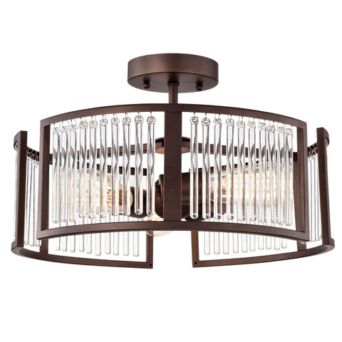 Benjara CH2R418RB16-SF3 Frey Transitional 3 Light Semi-Flush Ceiling Fixture 16" Wide, Oil Rubbed Bronze