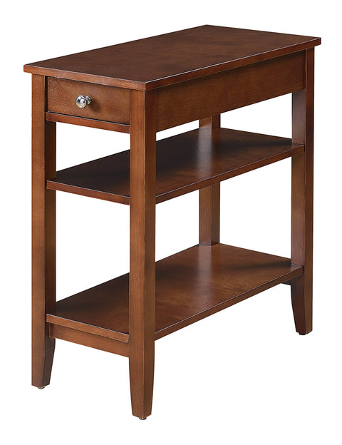 Convenience Concepts American Heritage Chairside End Table with Drawer 23.5" - Classic Living Room Table with Storage Shelf, Bedroom Nightstand, Mahogany