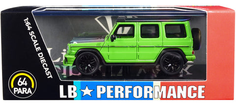 Mercedes-AMG G 63 LBWK Alien Green and Matt Black LB Performance 1/64 Diecast Model Car by Paragon"""