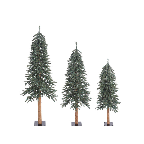 Vickerman 4' 5' 6' Natural Bark Alpine Artificial Christmas Tree Set Unlit - Faux Christmas Tree - Seasonal Indoor Home Decor - Perfect for Rustic Decor - Maintenance Free