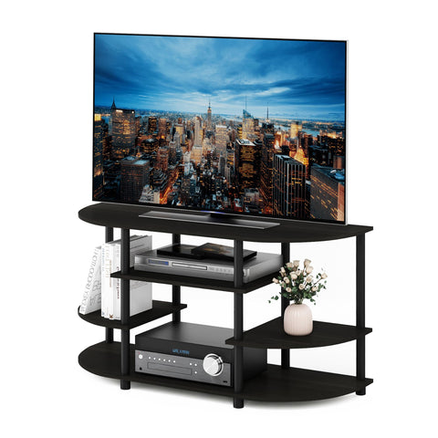 Furinno JAYA Simple Design Corner TV Stand, Espresso/Black