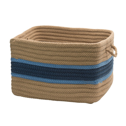 Garden Banded Square Basket - Jasmine/Blue Ice 24inch x24inch x14inch