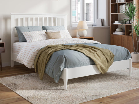 Becket Full Solid Wood Low Profile Platform Bed in White
