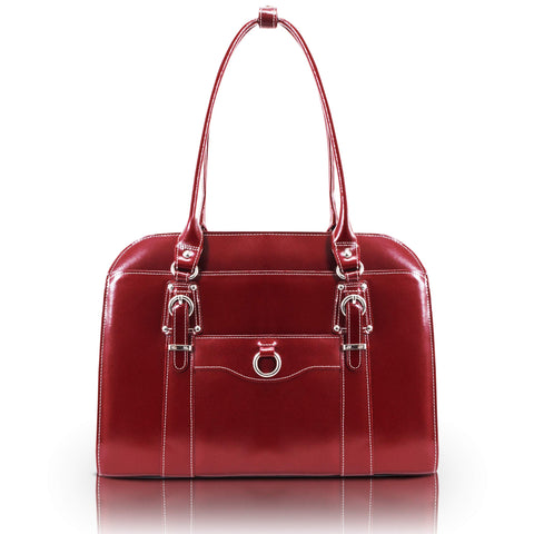 McKlein, W Series, HILLSIDE, Top Grain Cowhide Leather, 14" Leather Ladies' Laptop Briefcase, Red (96526)