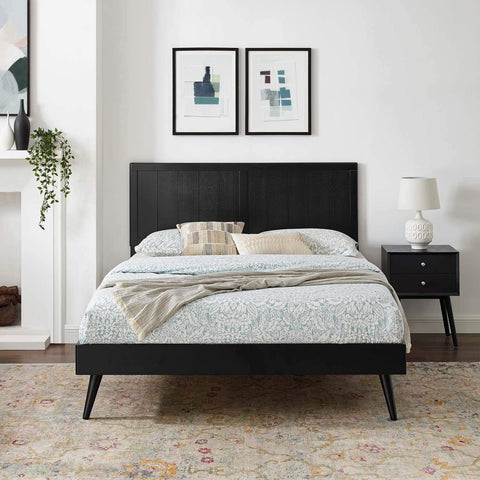 Modway Alana Wood King Platform Bed in Black with Splayed Legs