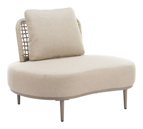 Zuo Ruhe Accent Chair Beige, Beige Accent Chair, Modern Style, Outdoor Fabric, Removable and Washable Cushion Cover, Aluminum, Outdoor Living, 42.1" W x 35.8" D x 33.5" H, Non-Stackable