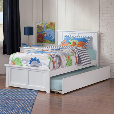 AFI, Madison Twin Platform Bed with Matching Footboard & Twin Trundle, White