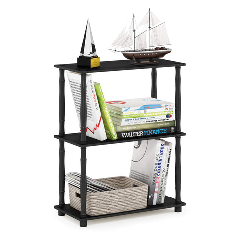 Furinno TURN-N-TUBE Storage Shelves, 3-Tier Book Shelf, Corner Shelf, Toolless Open Shelves, for Organization and Storage, Living Room, Garage, Home Office, Americano