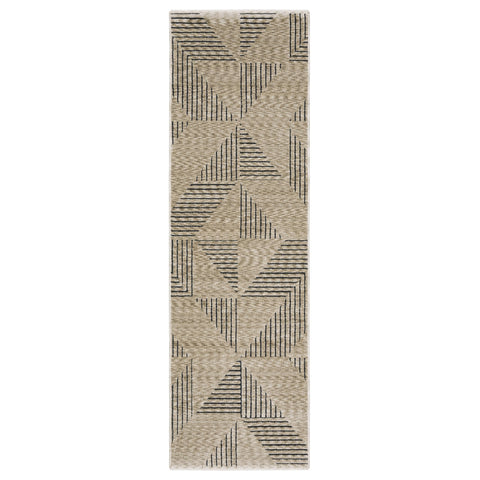 Oriental Weavers Capella Area Rug - CAP04-2'3" x 7'6" - in Beige/Deep Navy - Modern Style, Stain Resistant, Family and Pet Friendly, Entryway, Hallway Runner Rug