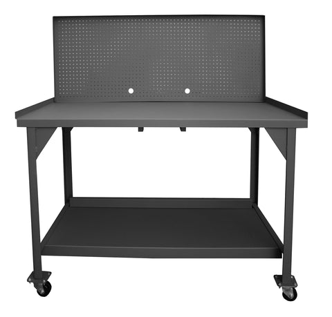 Durham DWBM-3060-BE-PB-95 Mobile Heavy Duty Workbench, pegboard, Gray