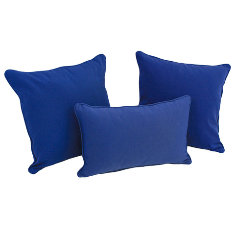 Blazing Needles Corded Twill Throw Pillow Set, Royal Blue 3 Count