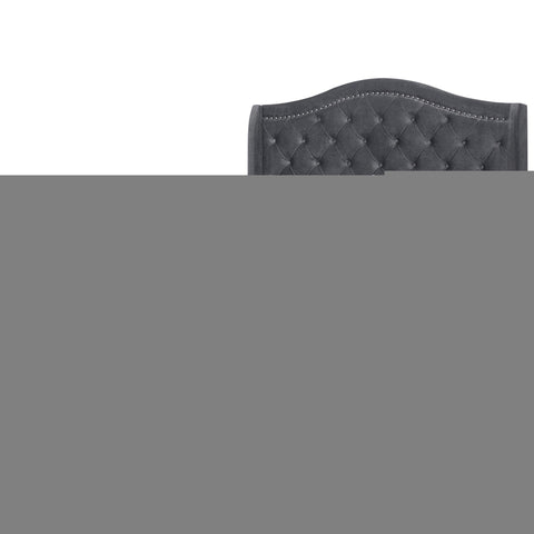 Monarch Specialties I Size/Dark Grey Velvet with Chrome Trim Queen Bed,