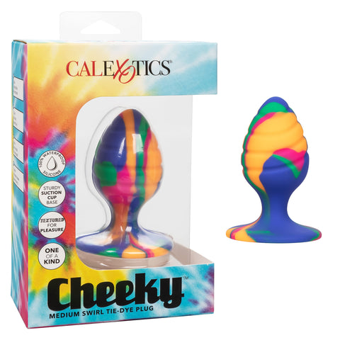 CalExotics Cheeky Medium Swirl Tie-Dye Anal Plug for Male & Female Silicone Butt Play Toy - SE-0439-10-3