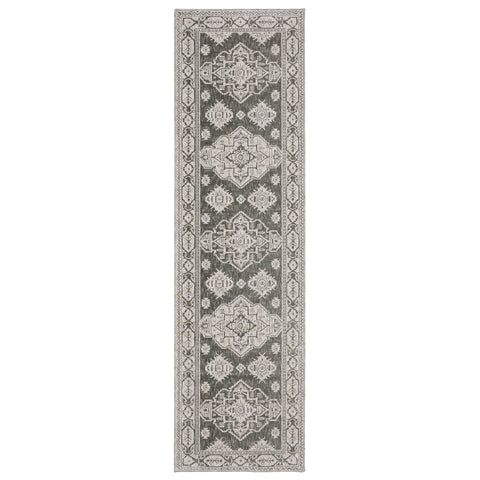 Oriental Weavers Intrigue Area Rug - INT06-2'3" x 7'6" - in Grey/Grey - Vintage Inspired, Stain Resistant, Family and Pet Friendly, Entryway, Hallway Runner Rug