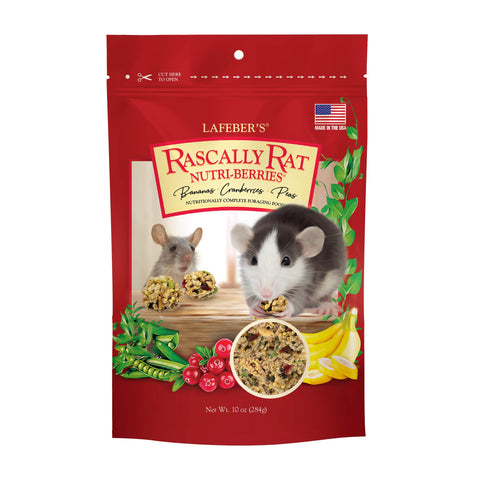 LAFEBER'S Rascally Rat Nutri-Berries, Made with Non-GMO and Human-Grade Ingredients, for Rats, 10 oz