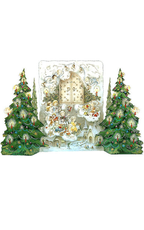 Alexander Taron Importer 11204 - Korsch Advent - Angels with Christmas Trees - 11"" H x 15"" W x 3"" D