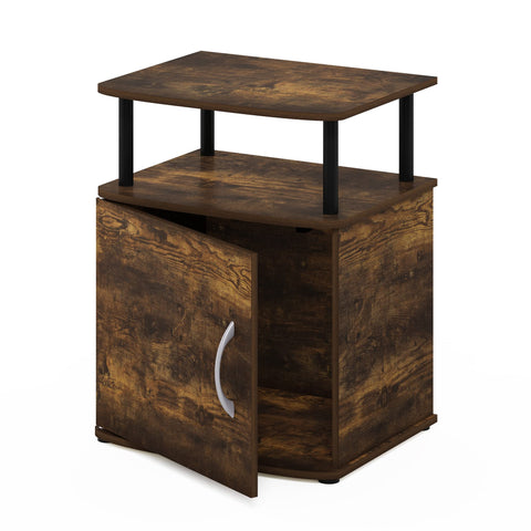 Furinno Jaya End Side Sofa Table/Nightstand with Door, Amber Pine/Black