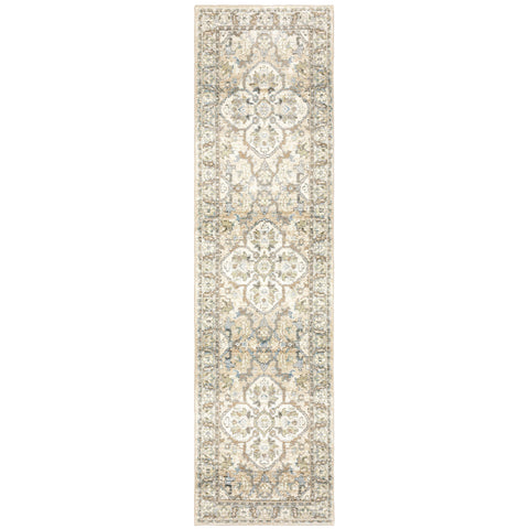 Oriental Weavers Andorra Area Rug - 9818G - 2'3" x 8' - in Beige/Ivory - Vintage Inspired, Stain Resistant, Family and Pet Friendly, Entryway, Hallway Runner Rug
