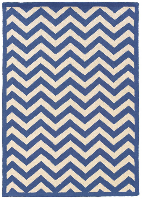Linon Silhouette Chevron Floor Coverings Rugs - Color:Grey/White,Size:8' x 10' 5' x 7'/Navy/White