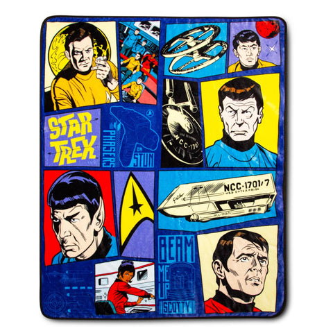 Star Trek: The Animated Series Comic Panel Microplush Throw Blanket | Soft Polyester Cover for Sofa, Bed | 50 x 60 Inches