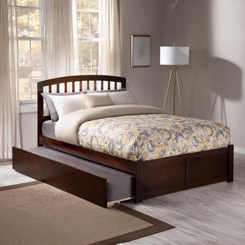 AFI Richmond King Size Platform Bed with Footboard & Twin XL Trundle in Walnut