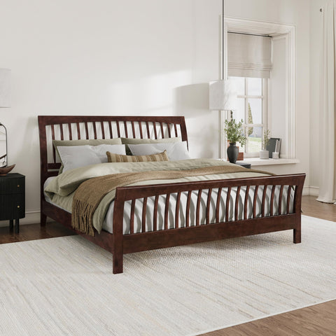 AFI, Orleans King Solid Wood Low Profile Platform Bed with Matching Footboard, Walnut