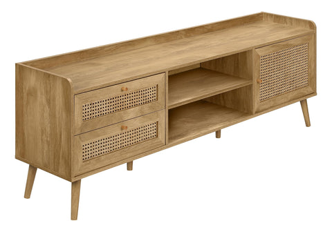Monarch Specialties I 2723 Tv Stand, 72 Inch, Console, Media Entertainment Center, Storage Cabinet, Living Room, Bedroom, Walnut Laminate, Wood Legs, Transitional