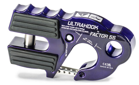 Factor 55 00250-15 Ultrahook Winch Hook Closed System Shackle Max Load 16,000 lbs ULT Strength Shackle Pin Mount 48,000 lbs Offroad 4x4 Adventure – Purple