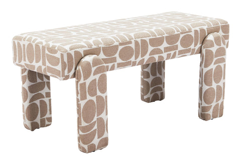Zuo Blato Bench Multicolor, Multicolor Bench, Modern Style, Textured Weave, Seats up to 2, MDF, Indoor Living, 39.4" W x 19.5" D x 18.5" H
