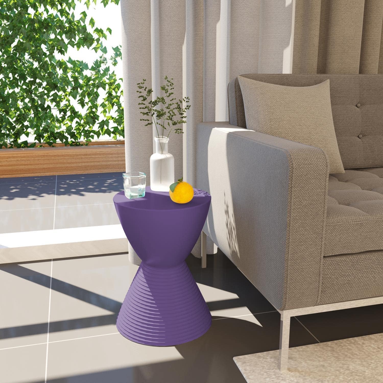 LeisureMod Boyd Modern Accent Side Table End Table Indoor and Outdoor Use, 16.75" H x 11.75" W x 11.75" D (Purple)