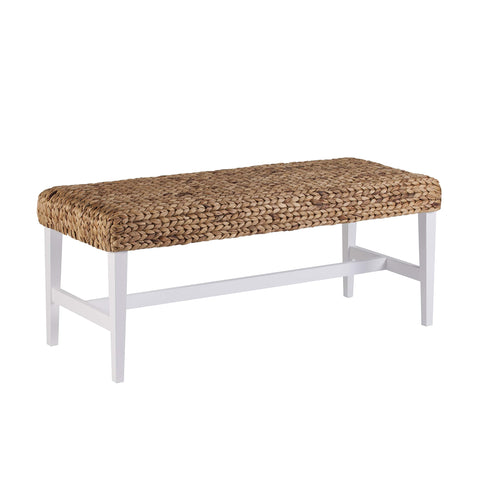 SEI Furniture Woven Coffee Table Bench, White
