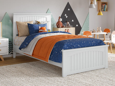Naples Twin Solid Wood Low Profile Platform Bed with Matching Footboard in White