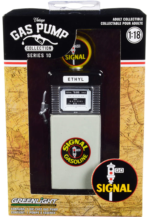 1951 Wayne 505 Gas Pump Signal Gasoline Black and Gray Vintage Gas Pumps Series 10 1/18 Diecast Model by Greenlight 14100 B