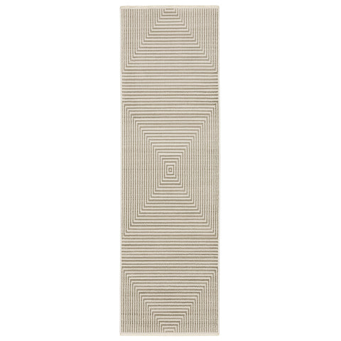 Oriental Weavers Bauer Area Rug - 4150E - 2'3" x 7'6" - in Beige/Ivory - Modern Style, Recycled PET Fibers, Stain Resistant, Entryway, Hallway Runner Rug