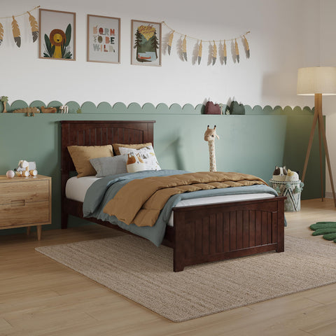 AFI Naples Twin Solid Wood Low Profile Platform Bed with Matching Footboard in Walnut