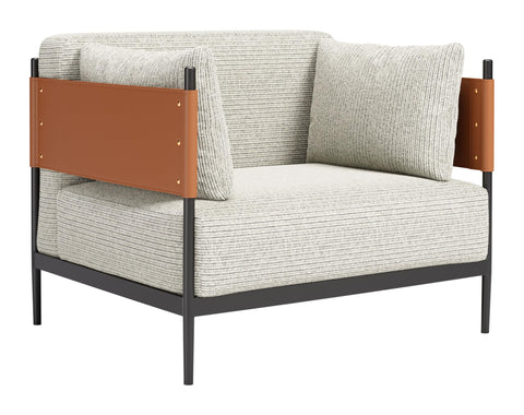 Zuo Stirbe Armchair Gray, Gray Accent Chair, Modern Style, Faux Leather, Armrest Support, Plywood, Indoor Living, 33.9" W x 29.9" D x 31.1" H, Non-Stackable